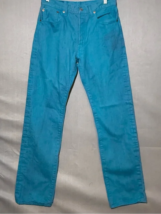 Levi's Turquoise 501 Straight Jeans - Picture 1 of 9